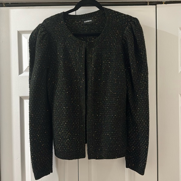 EXPRESS Womens Black & Gold Cardigan in Large - Picture 3 of 9